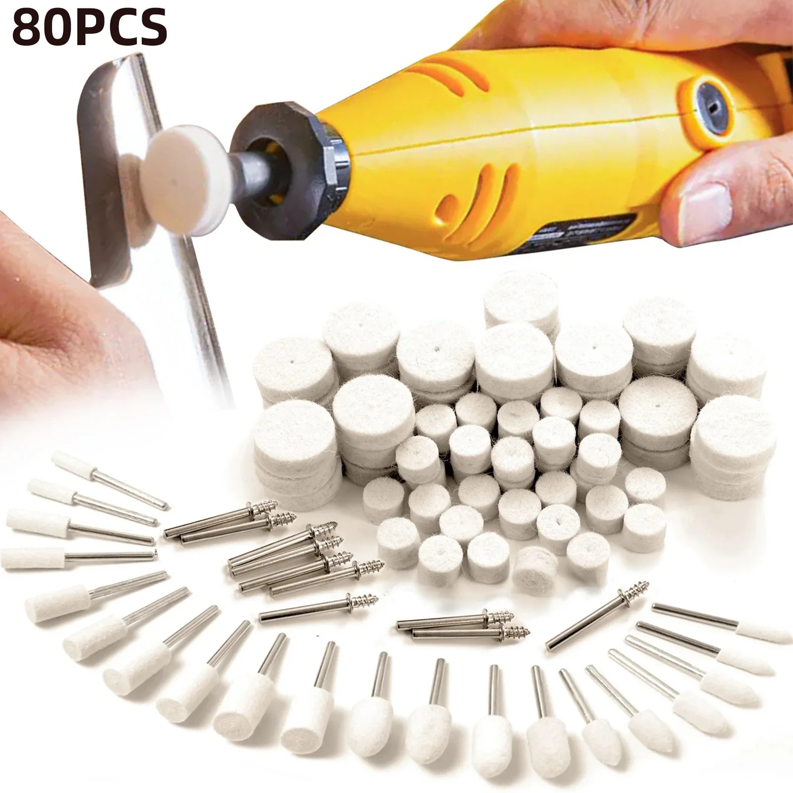 80PCS Wool Felt Buffing Wheel  - đánh giá và giá Rotary Tool Kit